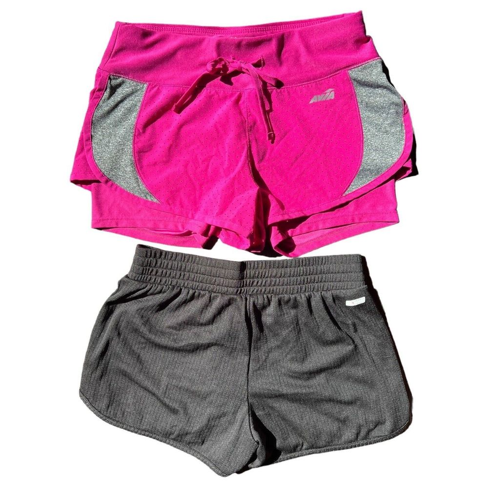 Lot of 2: Running Shorts XS Avia Hot Pink/Gray Lined + Danskin Black Women's